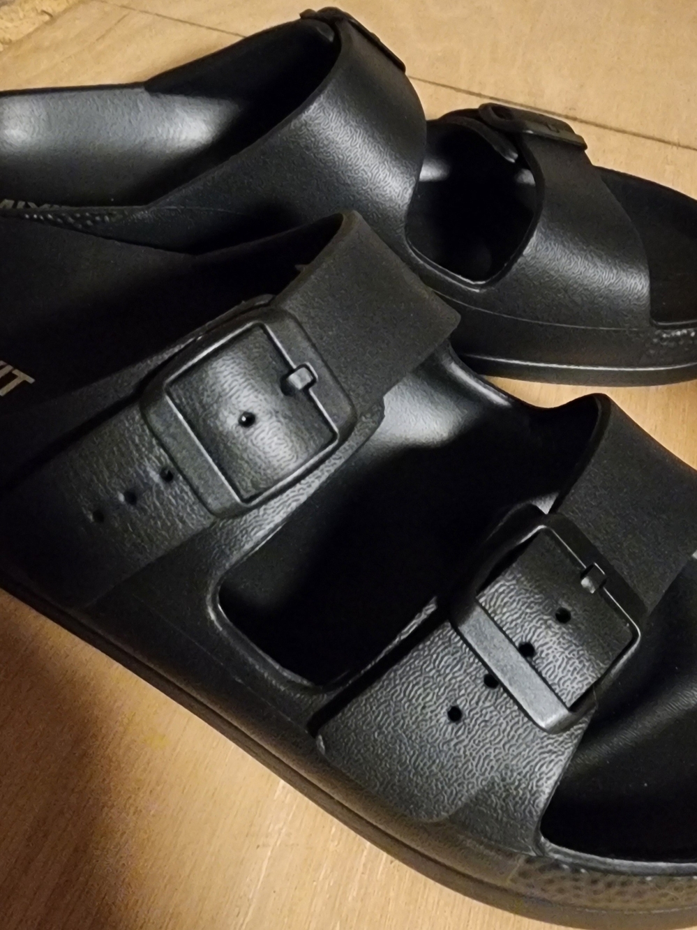 Women's Mixit Black Double-Buckle Casual Slide Sandals Size 9 NWOT